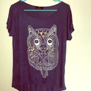 Miss Royal T 💙Royal Dark Blue Gold  Owl Blouse